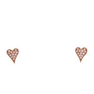 SHY CREATION 14K ROSE GOLD DIAMOND HEART STUD EARRINGS